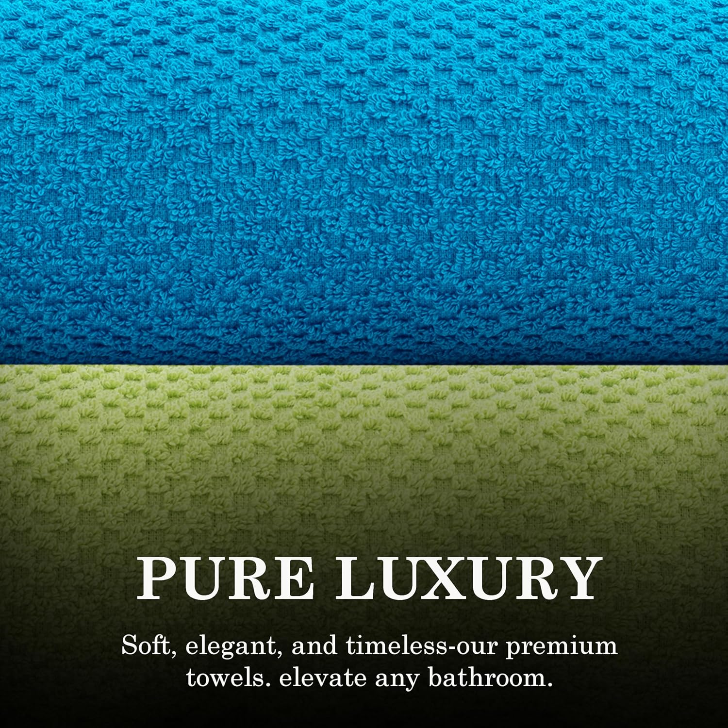 Casa Copenhagen Designed In Denmark Popcorn Super Soft 2 Pieces 100% Cotton Large Bath Towel 525 Gsm - Teal Blue & Lime Green