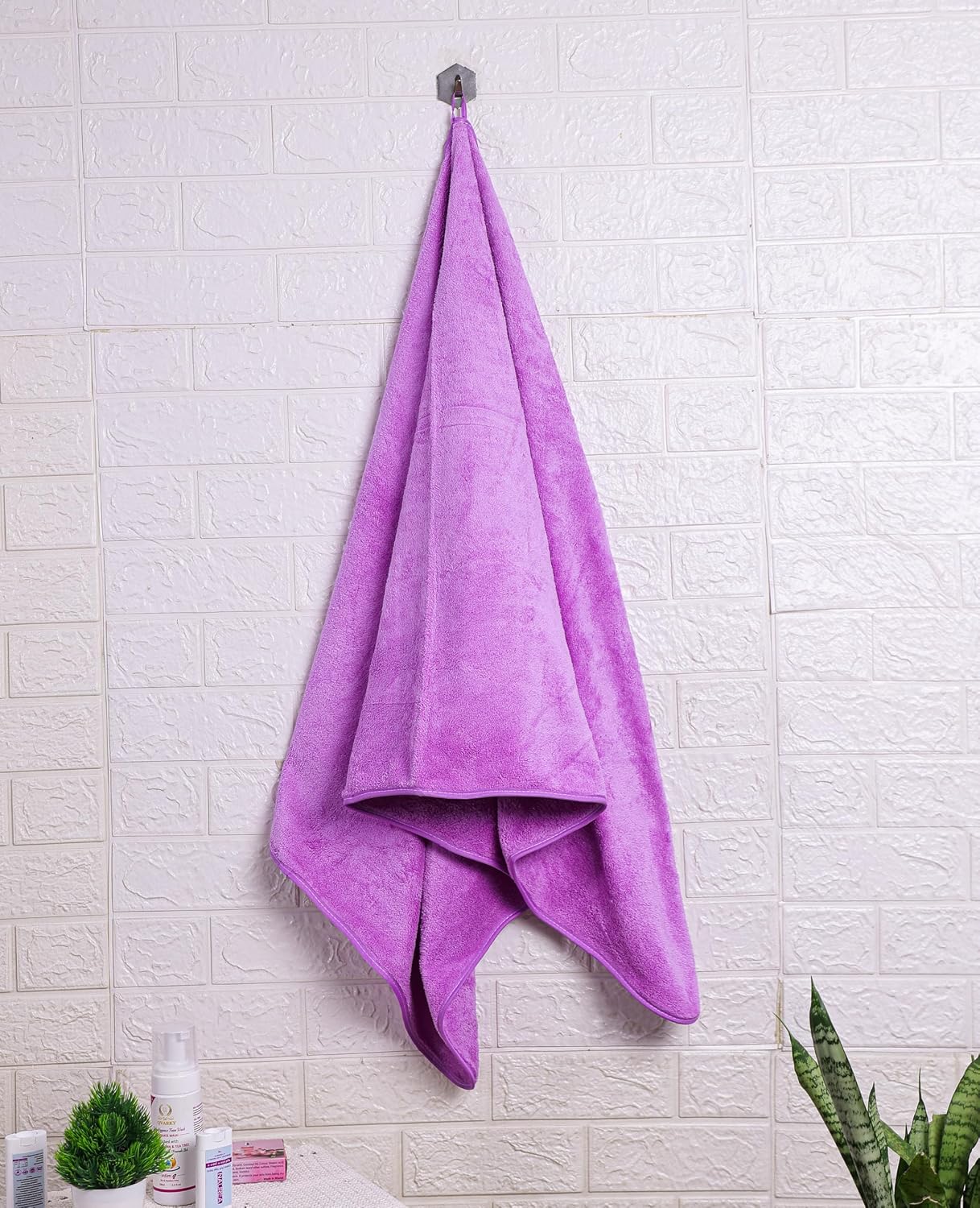 Krujyam Microfiber Large Bath Towels 290 Gsm | Extra Soft Plush & Quick Dry High Absorbency With Large Size Bath Towels (Purple)