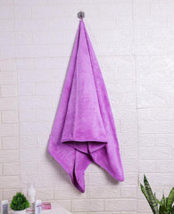 Fezora Microfiber Bath Towels 500 Gsm | Large Size Bath Towel- Super & Absorbent With Hook Quick Dry Towel For Men & Women (Purple)