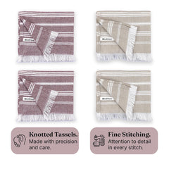 Indihaus Premium Cotton Hand Towel 310 Gsm | Soft, Absorbent, Multi-Purpose Towel Set | Earthy Crimson & Serene Beige (Set Of 4)