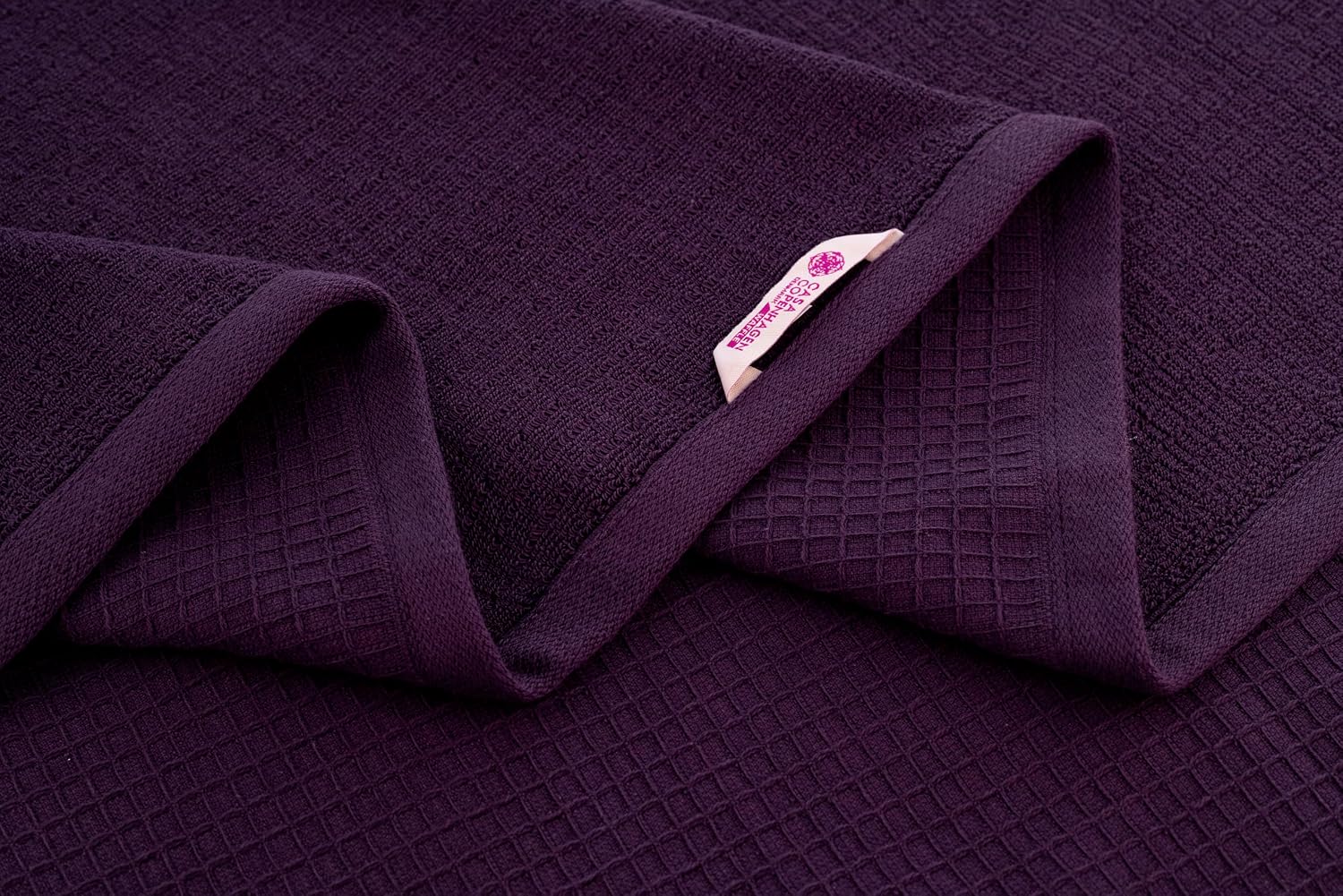 Casa Copenhagen Egyptian Cotton Waffle 1 Pcs Large Bath Towel 500 Gsm (Dark Purple)