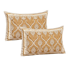 Jaipuri Cotton Double Bedsheet For Queen Size With 2 Pillow Cover (90 X 108 Inches) Mustard | Premium Cotton Material - Ideal For House, Hotel, Guest House