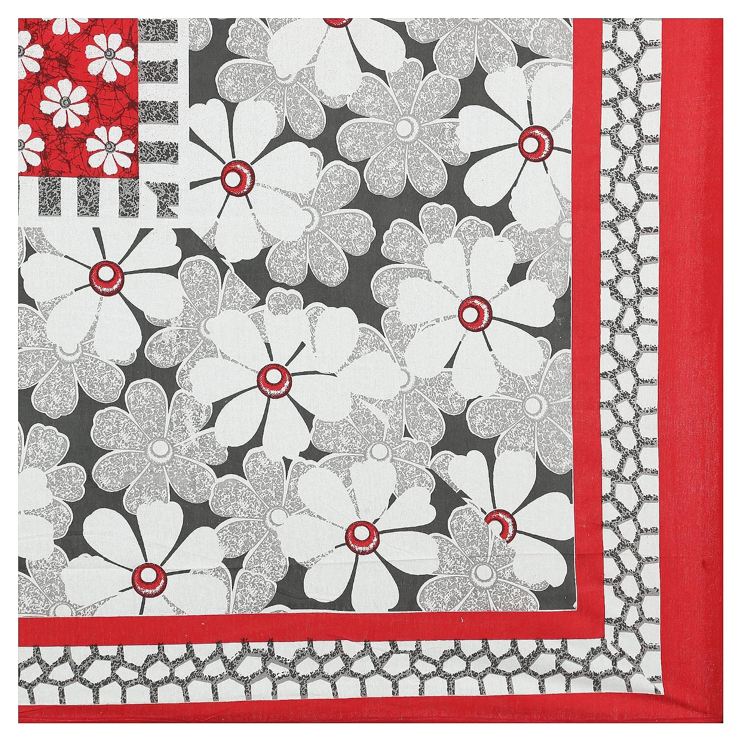 Pure 100% Cotton Double Bed Sheet With 2 Pillow Covers - 90 X 100 Inches, Maroon & White | Beautifully Handcrafted Traditional Bedsheets - Skin Friendly Fabric