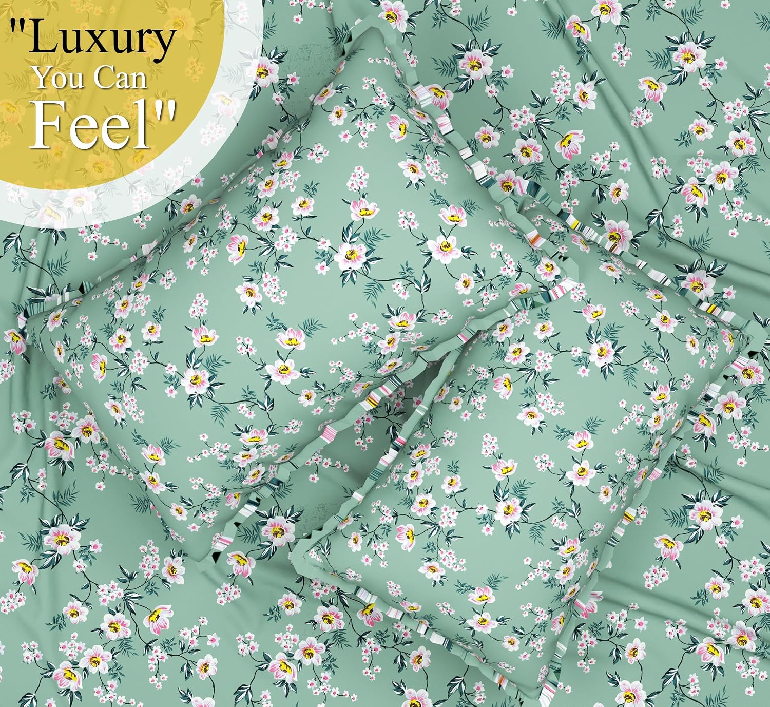 Microfiber Double Bedsheet With 2 Pillow Covers - 86 X 88 Inch, Light Green | 120 Thread Count-Breathable & Wrinkle Free, Ideal For Daily Use Home Bedsheet