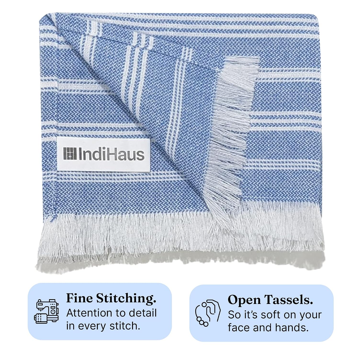 Indihaus Premium Cotton Hand Towel 310 Gsm | Soft, Absorbent, Multi-Purpose Towel Set | Ocean Teal & Blue (Set Of 4)