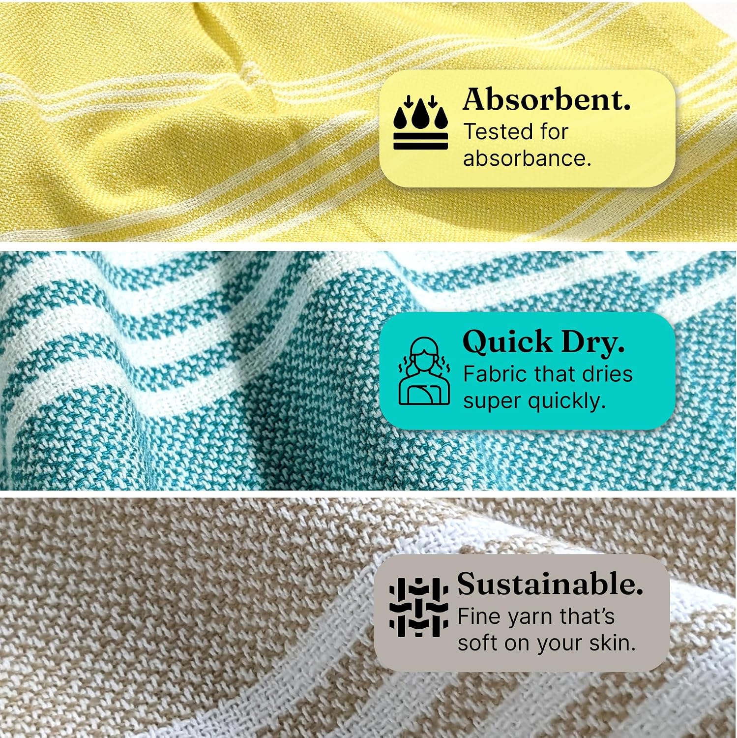 Indihaus Premium Cotton Hand Towel 310 Gsm | Soft, Absorbent, Multi-Purpose Towel Set | Teal, Yellow & Beige (Set Of 6)