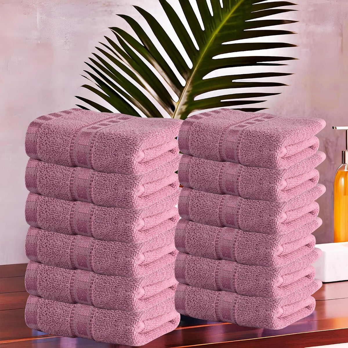 Kuber Industries Cotton Face Towel 2400 Gsm | Workout Gym Napkins Hand Towel For Men & Woman Quick-Drying Napkins -Pink (Pack Of 12)