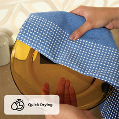 Encasa Xo Cotton Kitchen Towel 340 Gsm | Super Absorbent Tea Towels & Dish Cloths For Washing Up, Drying Dishes & Cleaning | Pack Of 4 (Blue)
