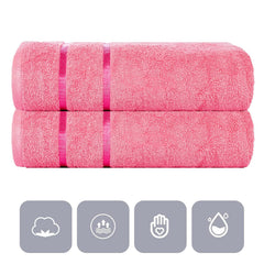 Casa Copenhagen Designed In Denmark Eternal Super Soft 2 Pieces 100% Cotton Large Bath Towel 525 Gsm - Pink