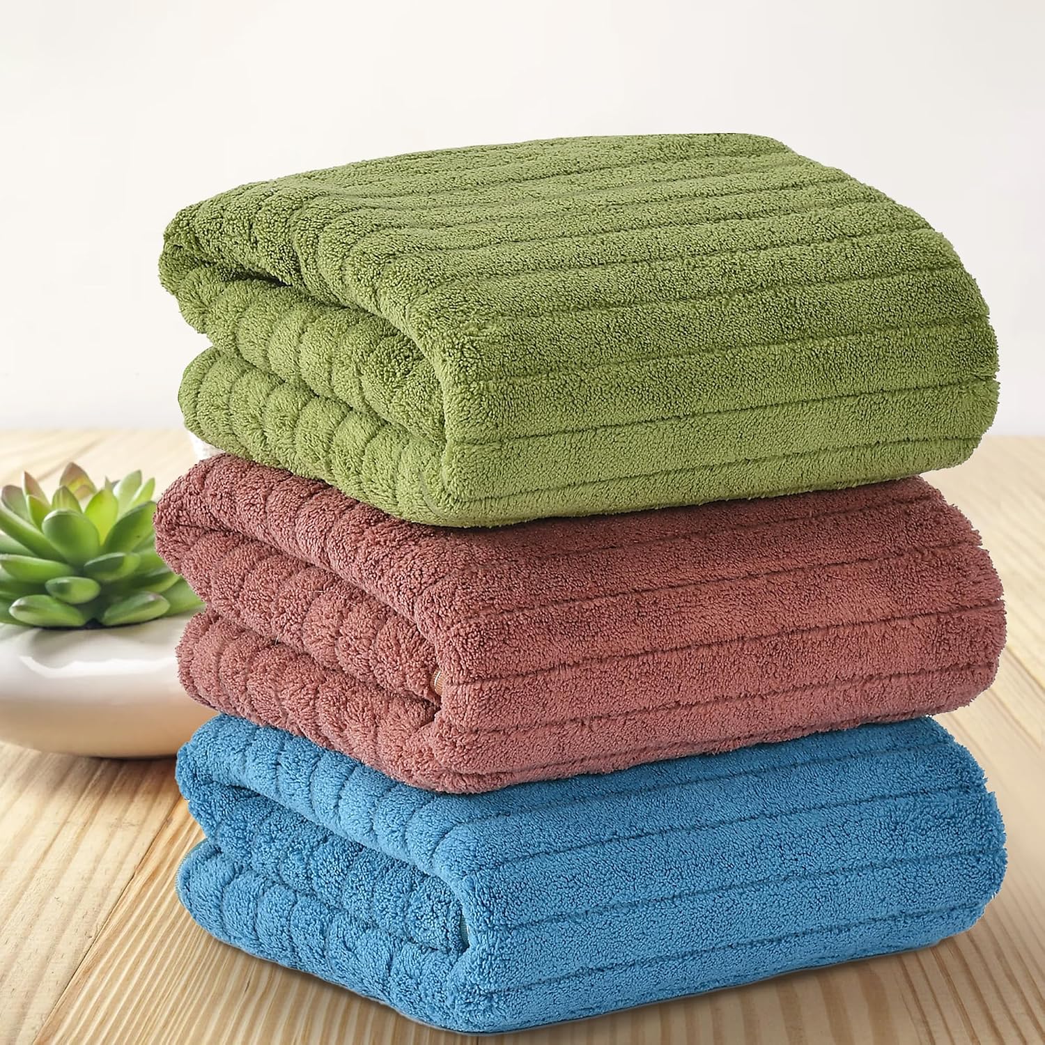 Urbanleaf Stripe Microfiber Hand Towels 320 Gsm | Gym & Workout Towels, Pack Of 3 (Multicolor 3)