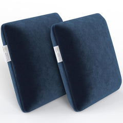 Memory Foam Square Cushion Pillow, For Car, Sofa & Diwan, Bed, Navy Blue - 16 X 16 X 4 Inch | Highly Durable, Hypoallergenic, Adjustable, Velvet Cover, Multipurpose Use - Pack Of 2