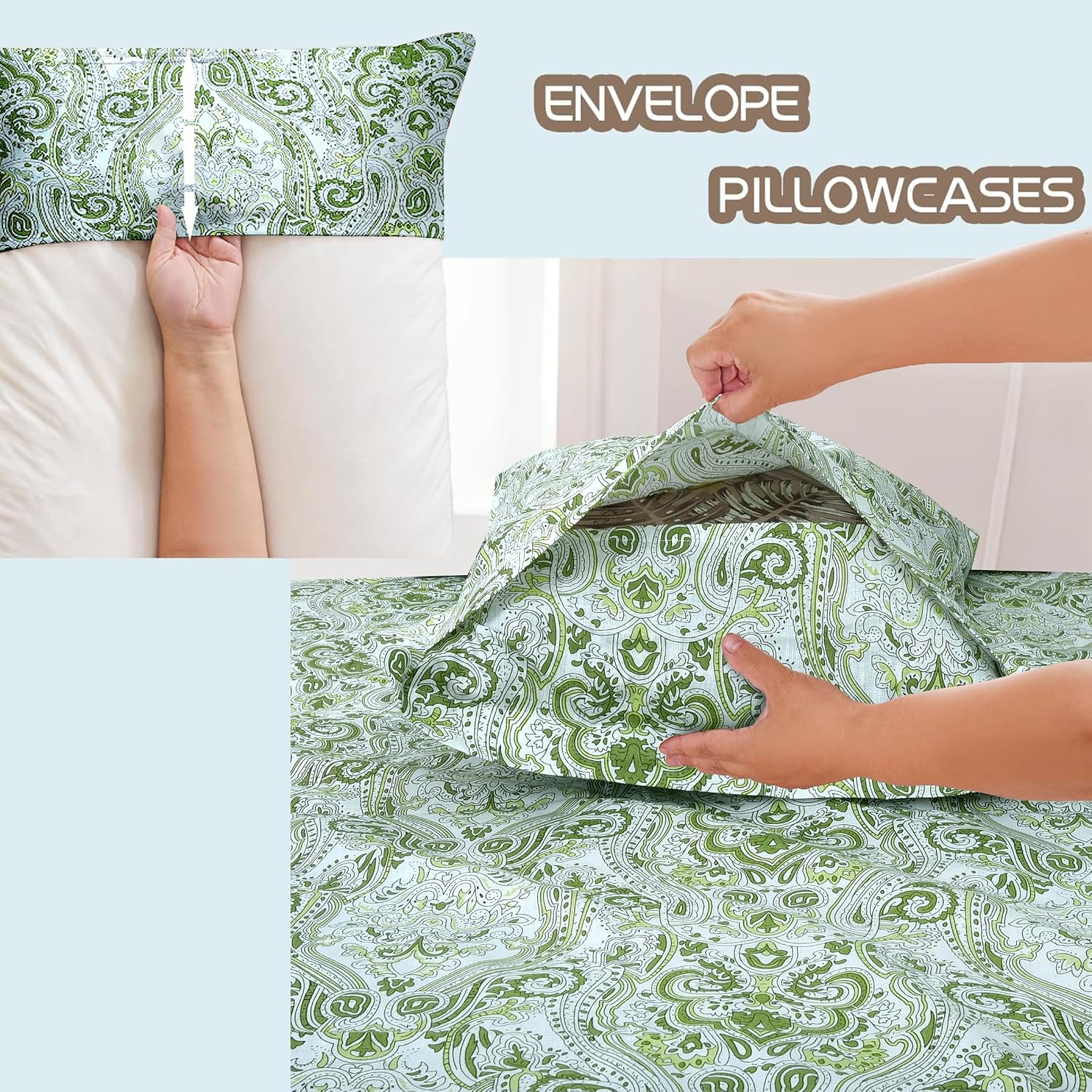 1 Single Bedsheet With One Pillow Covers - 60 X 90 Inches, Fern Green | Soft & Breathable Cotton Bedsheet - Long Lasting & Soft 250 Thread Count Bedsheet