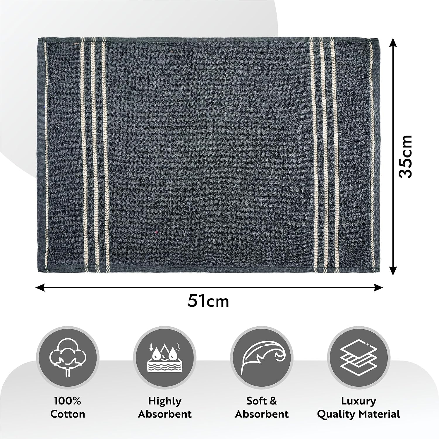 Kuber Industries Soft Cotton Face Towel 300 Gsm | Easily Washable Face Towels (Dark Grey) - Pack Of 2