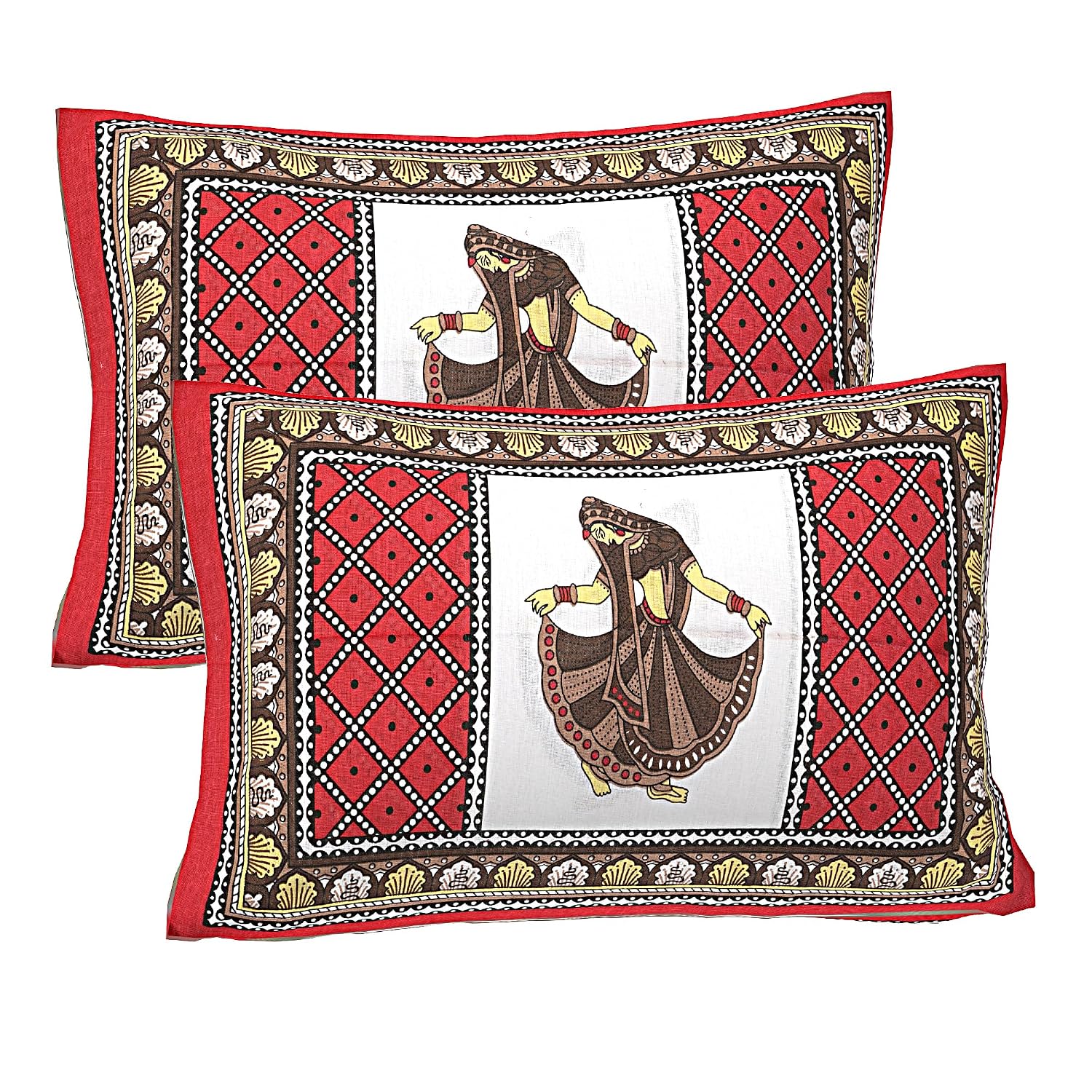 Pure Cotton Bedsheet For Double Bedsheet King Size With 2 Pillow Covers - Size 83 X 94 Inches, Maroon | 160 Thread Count Jaipur Prints Bedsheet