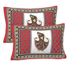 Pure Cotton Bedsheet For Double Bedsheet King Size With 2 Pillow Covers - Size 83 X 94 Inches, Maroon | 160 Thread Count Jaipur Prints Bedsheet
