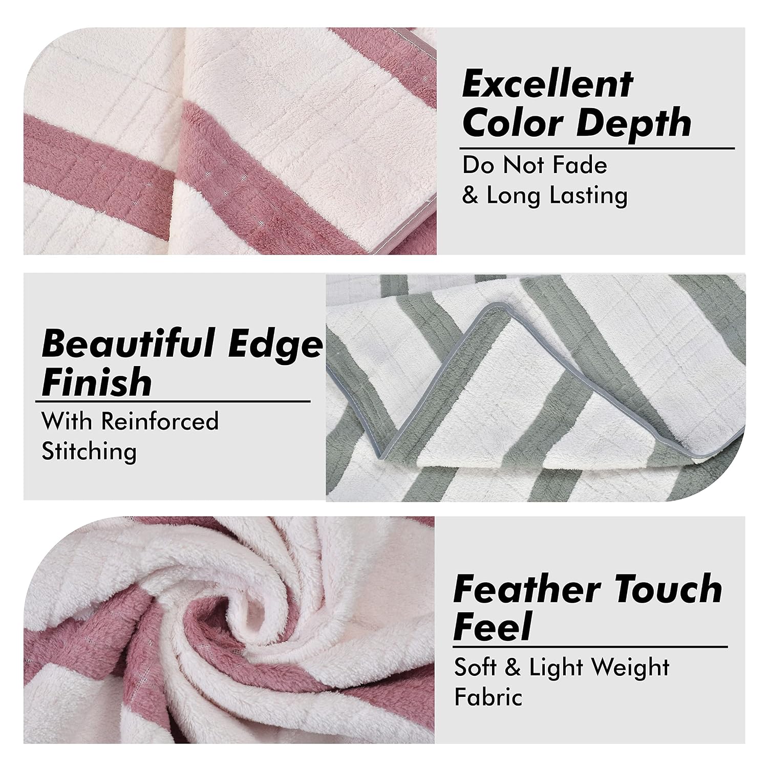 Urbanleaf Microfiber Large Bath Towel 700 Gsm | Quick Dry Super Absorbent Bath Towel For Men & Women (Grey & Wine Stripe) - Pack Of 2