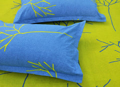 1 King Size Bedsheet With 2 Pillow Covers - 108 X 110 Inches, Green & Blue | Skin Friendly Fabric With Vibrant Colors | Beautiful Bedsheets