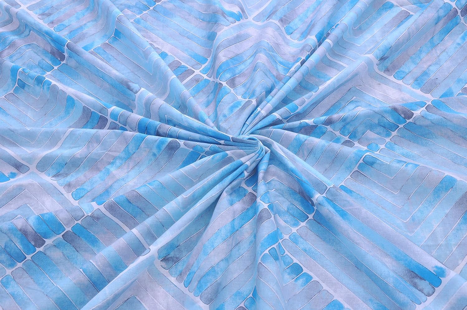 Flat 1 King Size Bedsheet With 2 Pillow Covers - 110 X 108 Inches, Grey & Blue | Soft & Comfortable Feel To Your Skin | Machine Wash In Cold Water