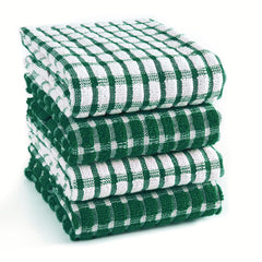 Furnofy Kitchen Cleaning Towel 340 Gsm | Soft & Absorbent Hand Towel For Kitchen Cleaning & Quick Drying Of Plates & Glasses (Green)- Set Of 4