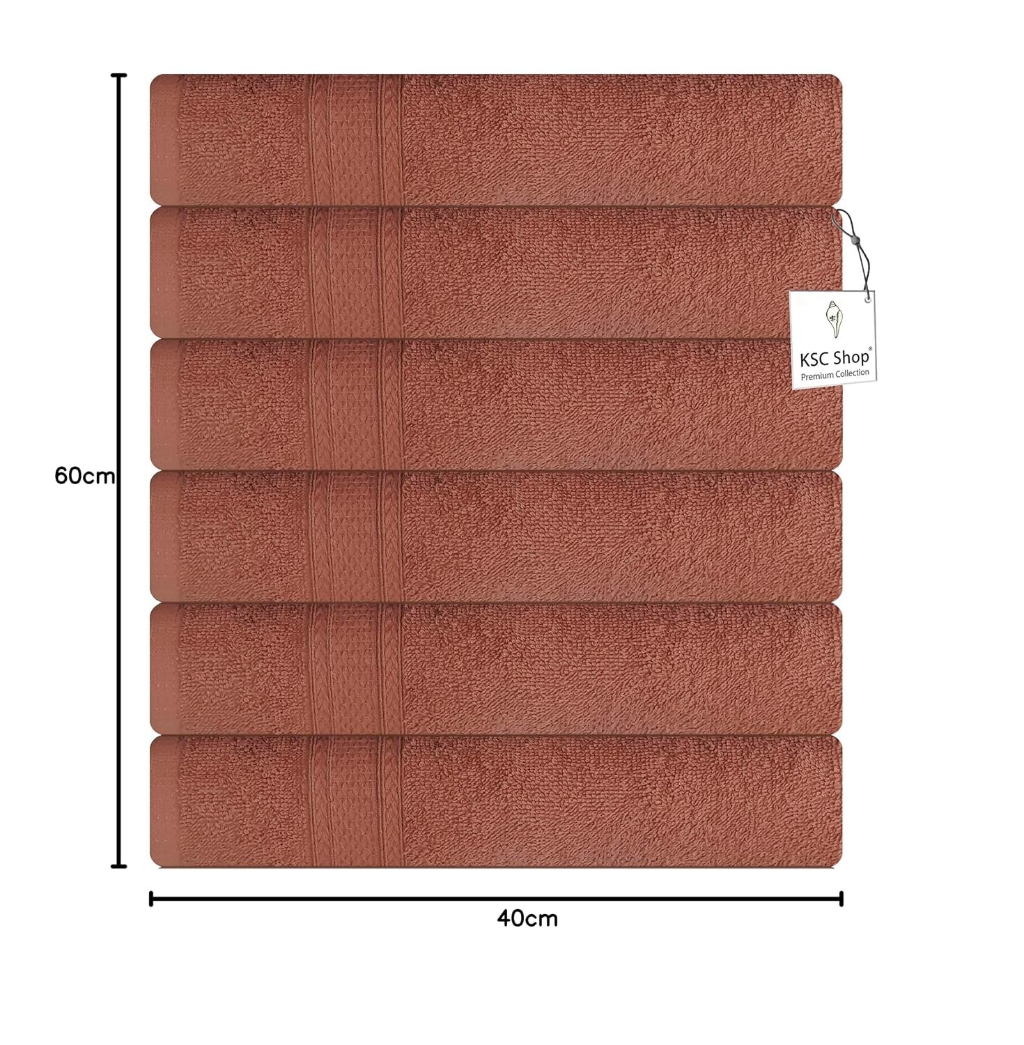 Ksc Shop Royal Cotton Hand Towel 750 Gsm - Set Of 6 (Brown)