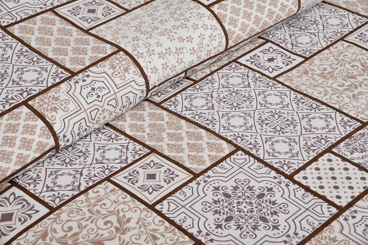 Printed Cotton King Size Bedsheet With 2 Pillow Cover - 90 X 108 Inches, Beige & Grey | Long Lasting Softness | Ideal For Regular Home Use | 144 Thread Count