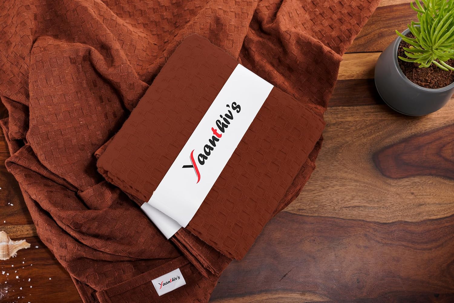 Yaanthiv'S Unisex Waffle Towel Light Weight Quick Dry Towel 400 Gsm (Khaki)