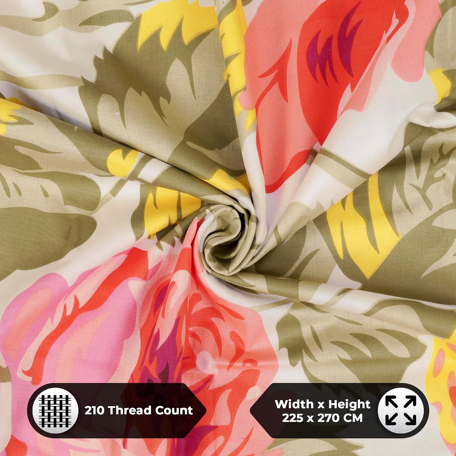 100% Cotton Double King Size Bedsheet With 2 Pillow Covers - 88 X 106 Inches, Pink & White | Soft & Durable For Everyday Use - All Season Comfort
