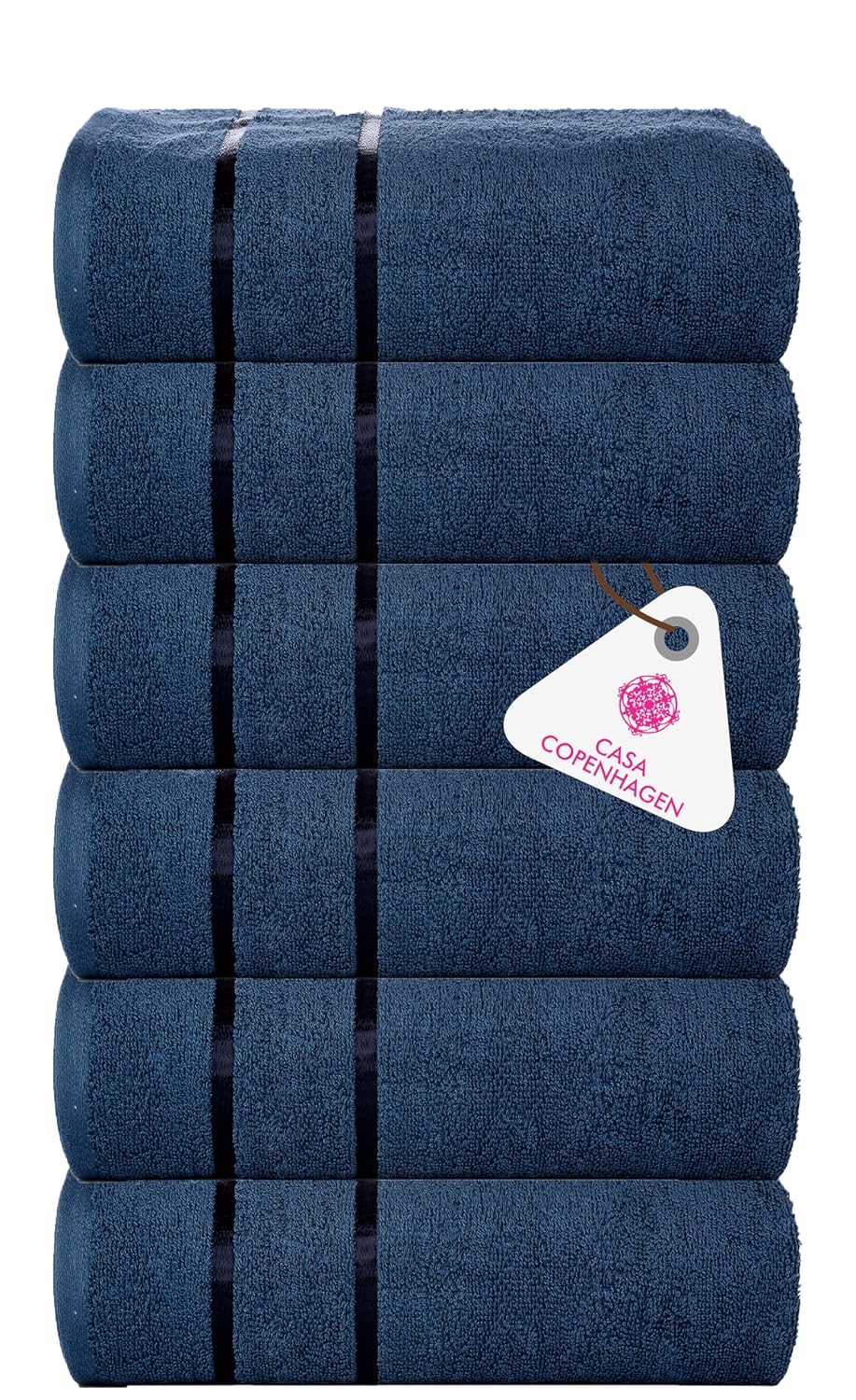 Casa Copenhagen Egyptian Cotton Ecstatic Hand Towel 740 Gsm (Navy)- 6 Pcs