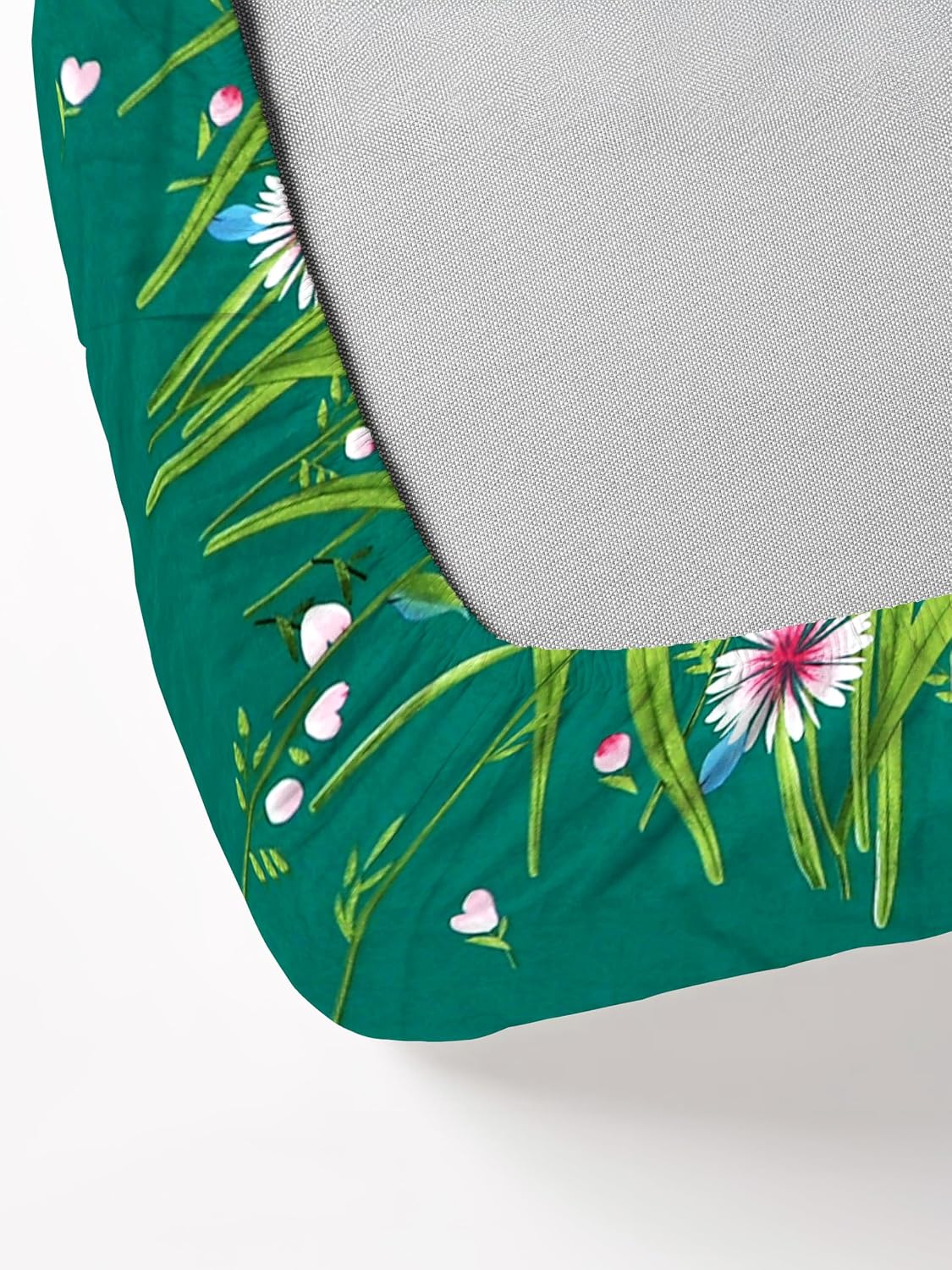 1 Single Bedsheet With 1 Pillow Cover - 48 X 72 X 8 Inches, Dark Green | All Around Elastic Fitted Bedsheets | Hand Wash Or Machine Wash Warm