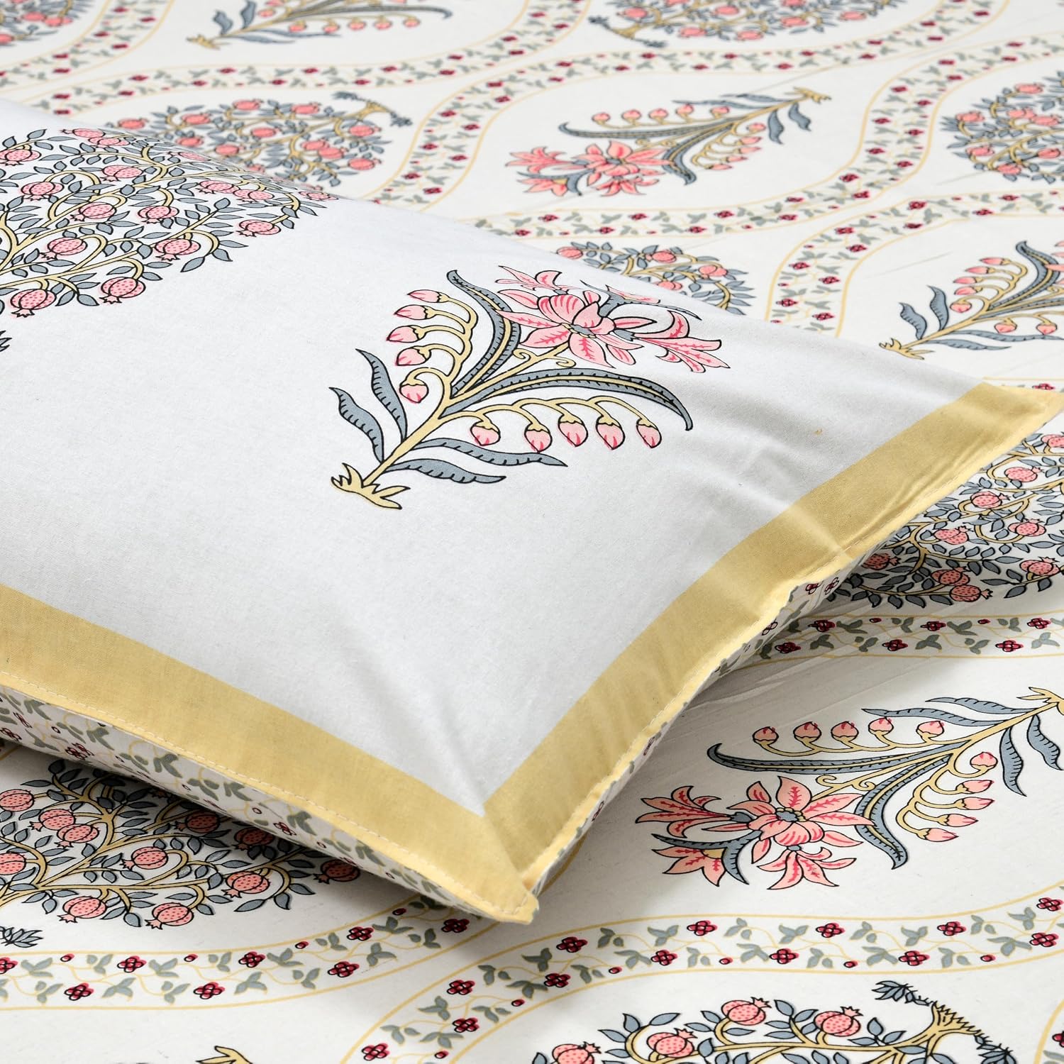 100% Cotton King Size Bedsheet With 2 Matching Pillow Covers - 90 X 108 Inches, Multicolor | Designer Printed Bedsheet Set - Naturally Soft, Breathable, & Skin-Friendly