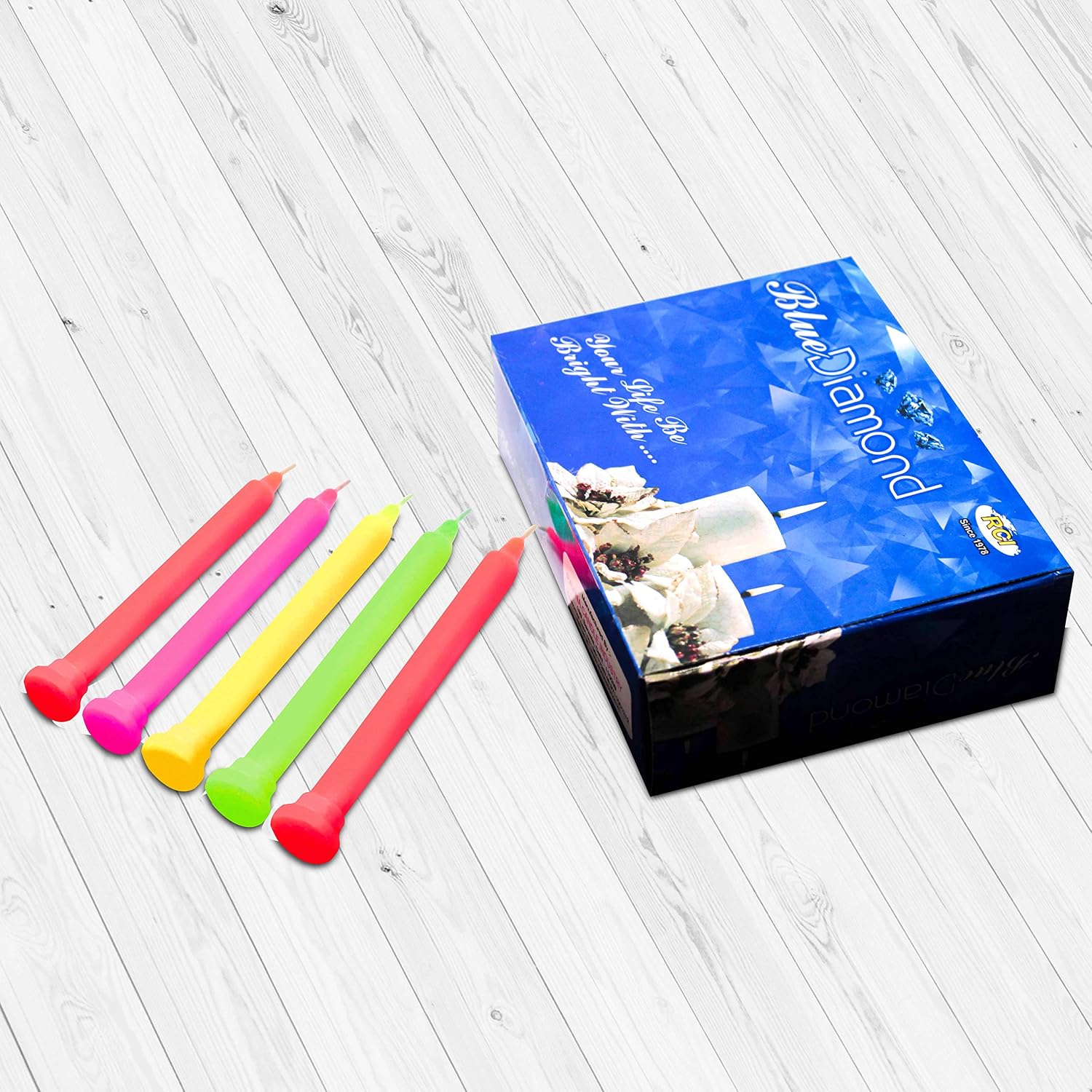 BLUE DIAMOND SMOKELESS COLOURFUL CANDLES 3 PACKS | 15 CANDLES IN ONE PACK