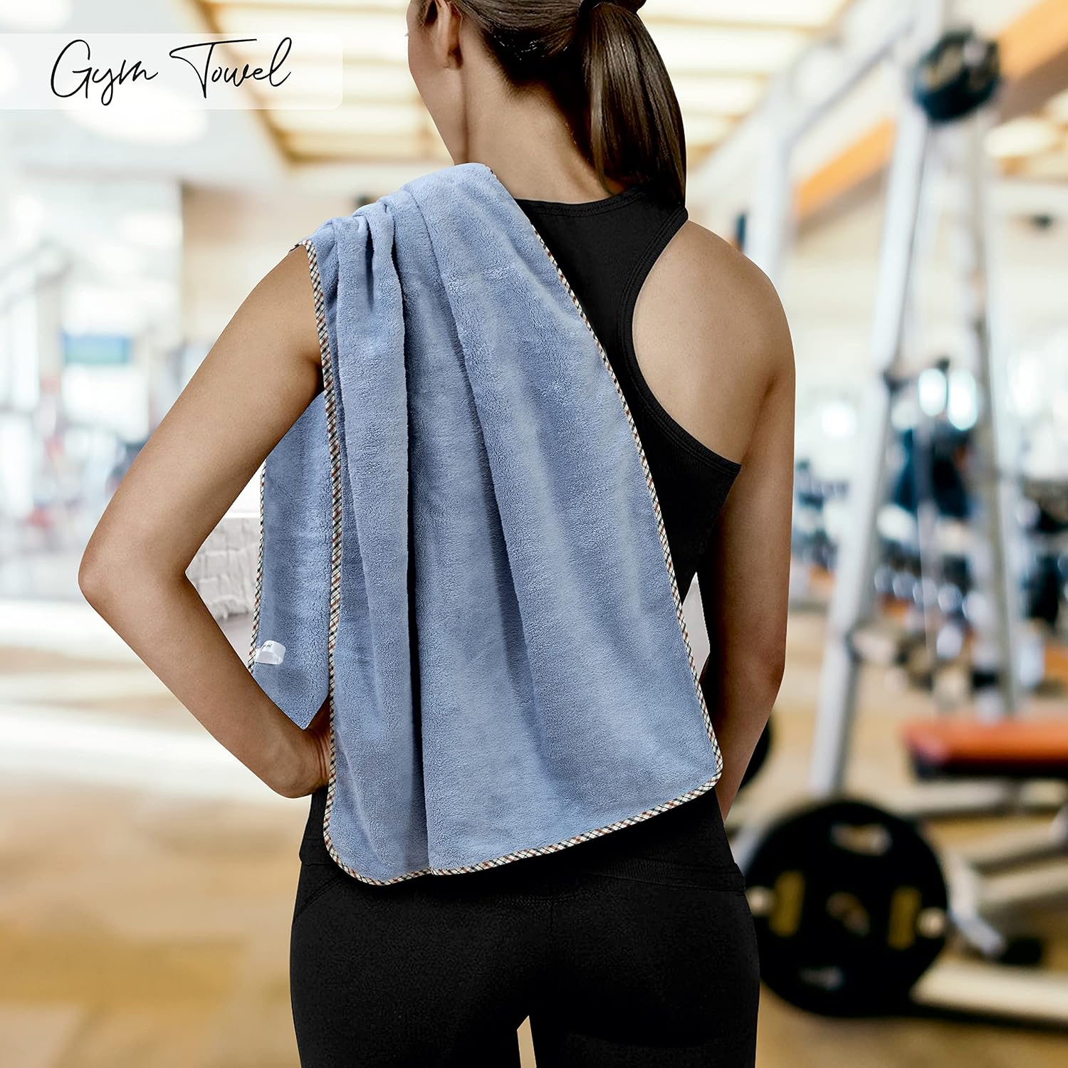 Spread Spain Microfiber Hand Towel 400 Gsm | Super Soft & Highly Absorbent Hand Towel For Gym & Workout Towels - American Denim & Olive (Pack Of 2)