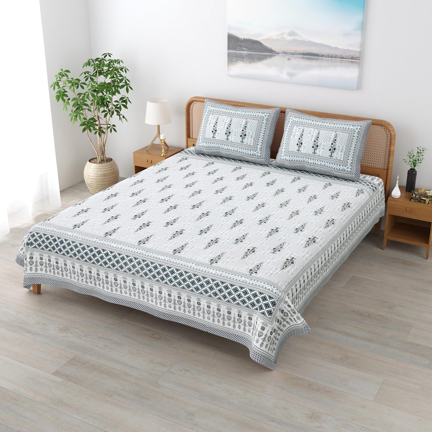 Sanskriti Bedsheet For Double Bed King Size With 2 Pillow Cover - 90 X 108 Inches, Grey | Soft, Durable & Stylish | Breathable & Skin-Friendly