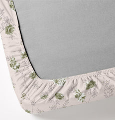 King Size Fitted Bedsheet With 2 Large Pillow Covers - 108 X 108 Inches, Beige & Green | Soft, Breathable & Durable | Wrinkle Resistant