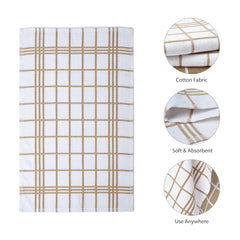 Encasa Xo Kitchen Towels Dish Cloths Sets 430 Gsm | Highly Absorbent Cotton Terry Towels Multipurpose For Washing Dishes & Cleaning Towel | Pack Of 4 (Beige Terry)