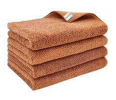 Softspun Microfiber High Loop Cleaning Cloths Towel 500 Gsm | Highly Absorbent, Lint & Streak Free, Multi-Purpose Wash Cloth For Kitchen, Window, Silverware - Pack Of 4 (Brown)