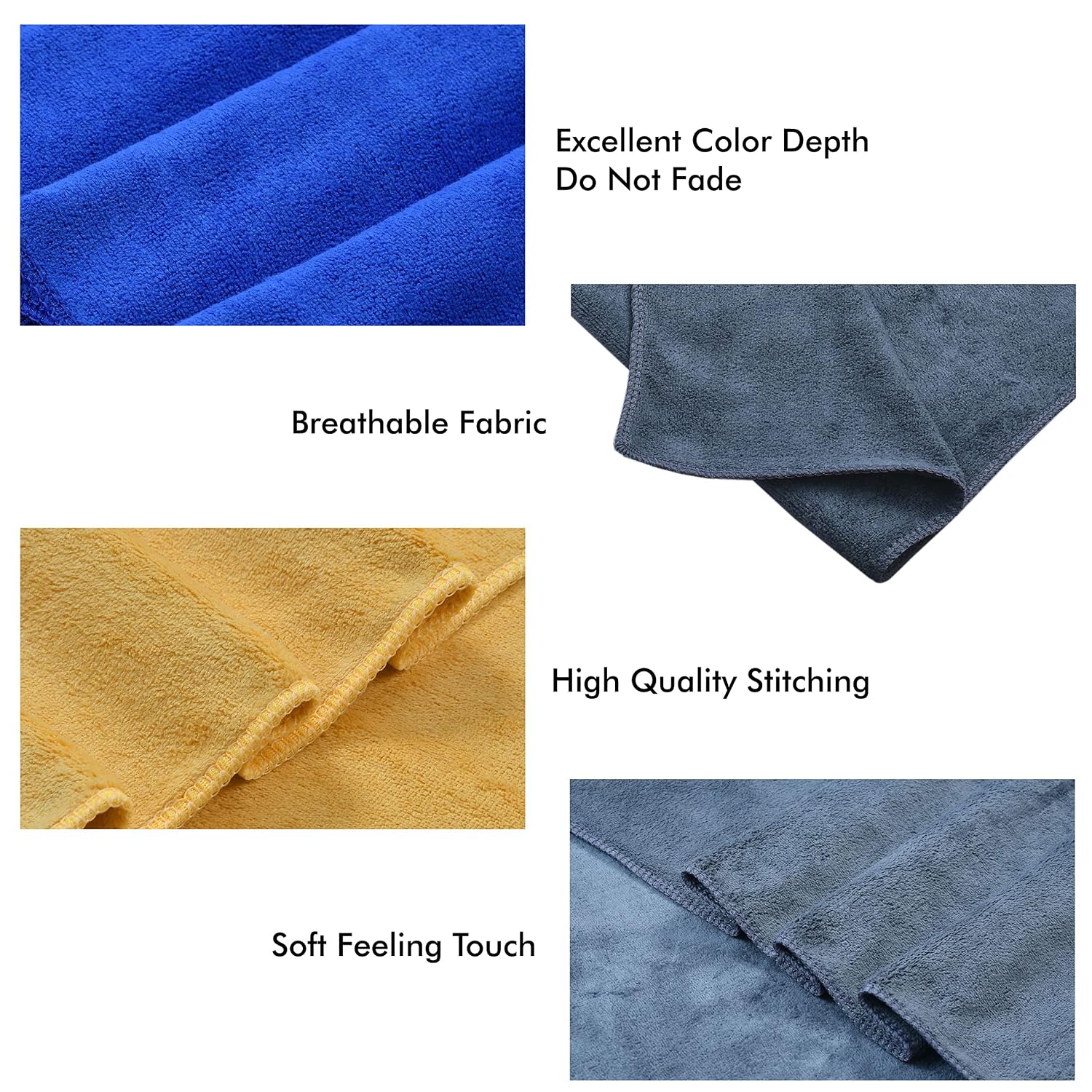 Yellow Weaves Super Soft Microfiber Hand Towels 400 Gsm | Gym & Workout Towels Set Of 3 (Multicolour)