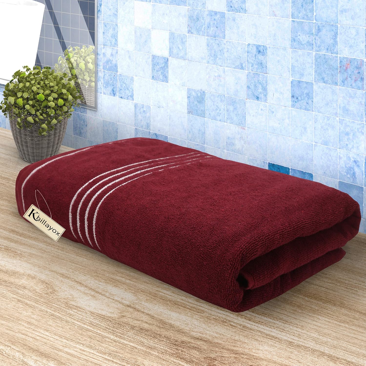 Khillayox Cotton Extra Large Size Bath Towel 450 Gsm | For Men & Women (Maroon)