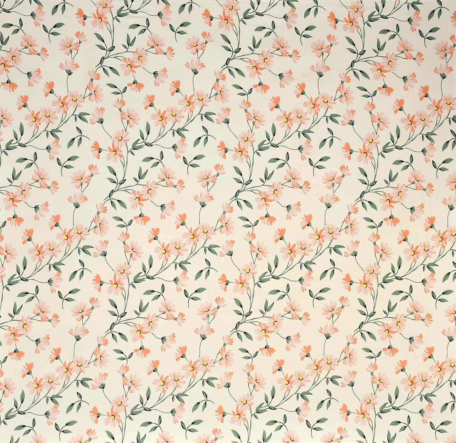 Glace Cotton Single Bedsheet Elastic Fitted With 2 Pillow Cover - 48x78x8 Inches, Cream & Pink | Soft Touch To Skin | Perfect Ideal For House, Hotel, Guest House Bedsheet