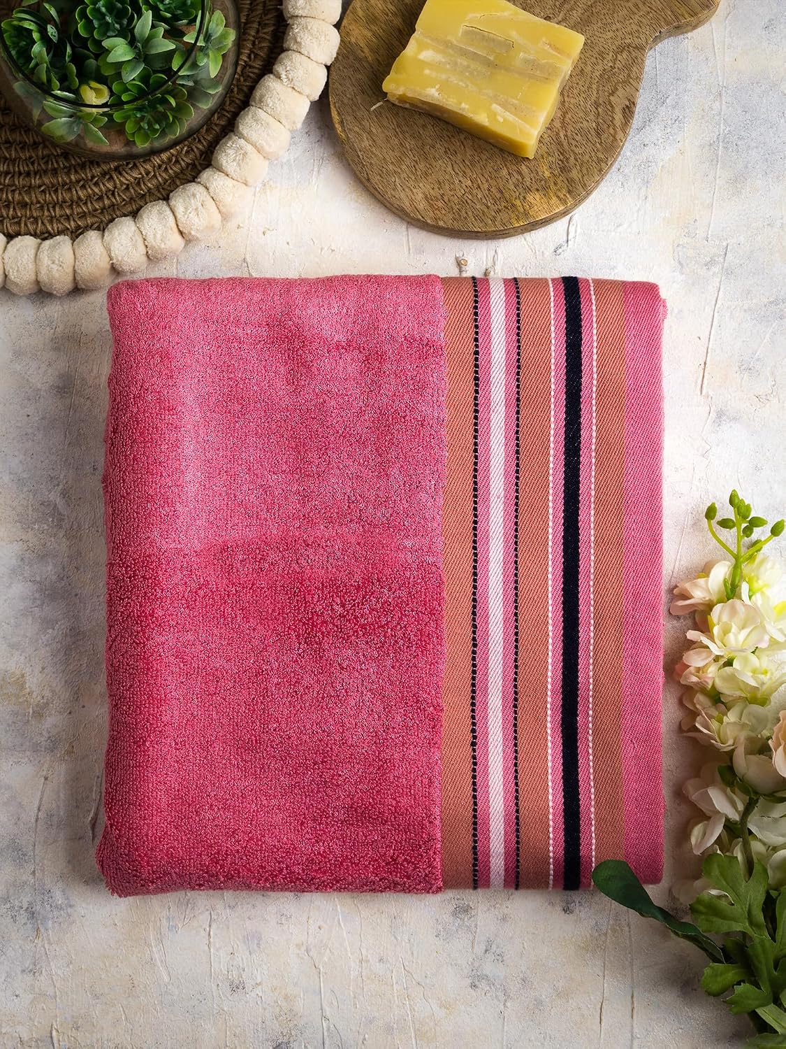 Mush Designer Bamboo Bath Towel 600 Gsm | Ultra Soft, Absorbent & Quick Dry Bath Towel - Ruby Red
