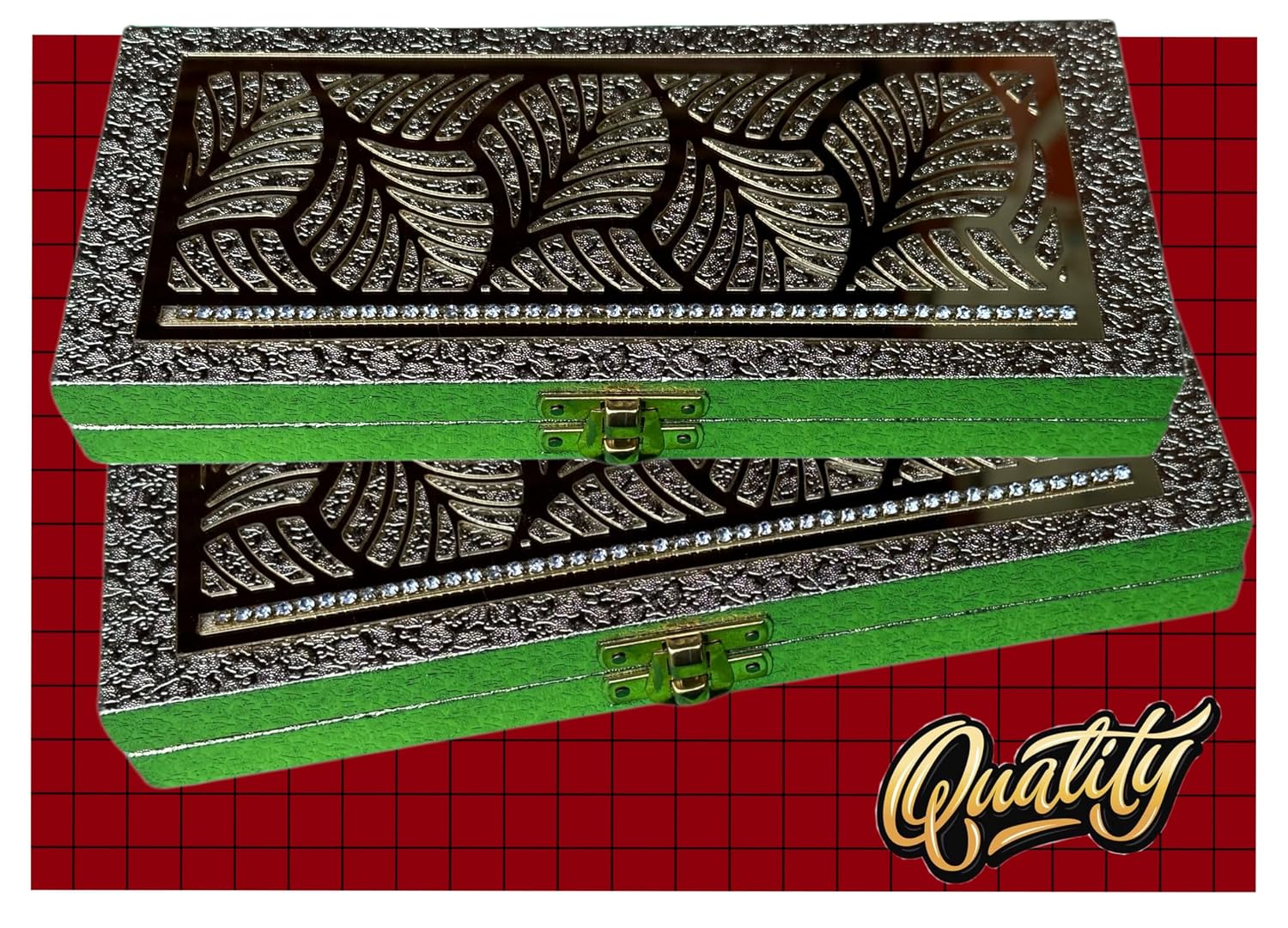 Designer Premium Mdf Wedding Box/Cash Box, Shagun Box, Decorative Box, Money Box, Gaddi Box 20 X 9 X 4cm, Colour - Golden, Style - Elegant Laser Cut