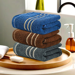 Kuber Industries Soft Cotton Face Towels 600 Gsm | For Men & Women Easily Washable Pocket Towels & Workout Gym - Dark Grey, Brown & Blue (Pack Of 3)
