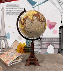 Wanderlust Slogan Globe With Eiffel Tower Base For Home Decor, Gift, Decorative Office Table, For Kids & Students Learning, Pack Of 1