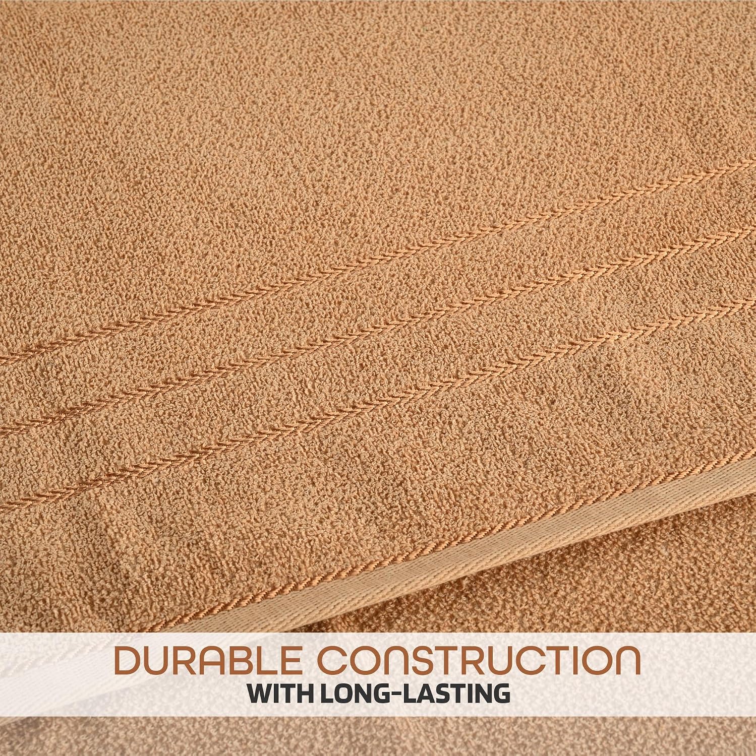 Kuber Industries Bath Towel 1800 Gsm | Towel For Bath, Gym, Travel & Beach | Plain Lining (Light Brown)- Pack Of 4
