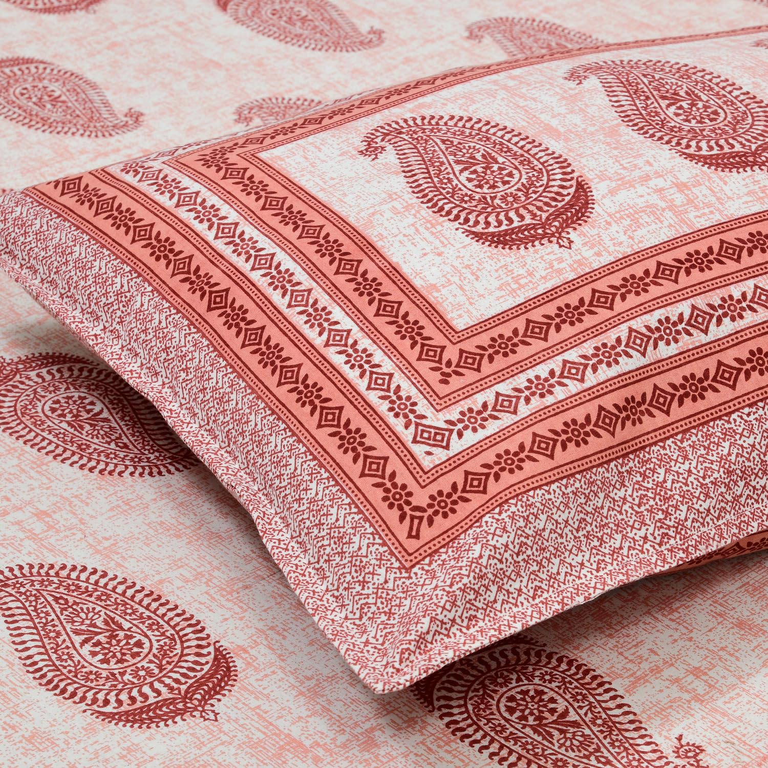 Cotton King Size Bedsheet With 2 Matching Pillow Covers - 90 X 108 Inches, Pink | Designer Printed Bedsheet Set - Naturally Soft, Breathable, & Skin-Friendly