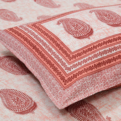 Cotton King Size Bedsheet With 2 Matching Pillow Covers - 90 X 108 Inches, Pink | Designer Printed Bedsheet Set - Naturally Soft, Breathable, & Skin-Friendly