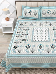 Suitable For King Size Bedsheet With 2 Pillow Cover - 90 X 108 Inches, Grey & Sky Blue | Soft, Breathable & Skin-Friendly Feel For Year-Round Comfort