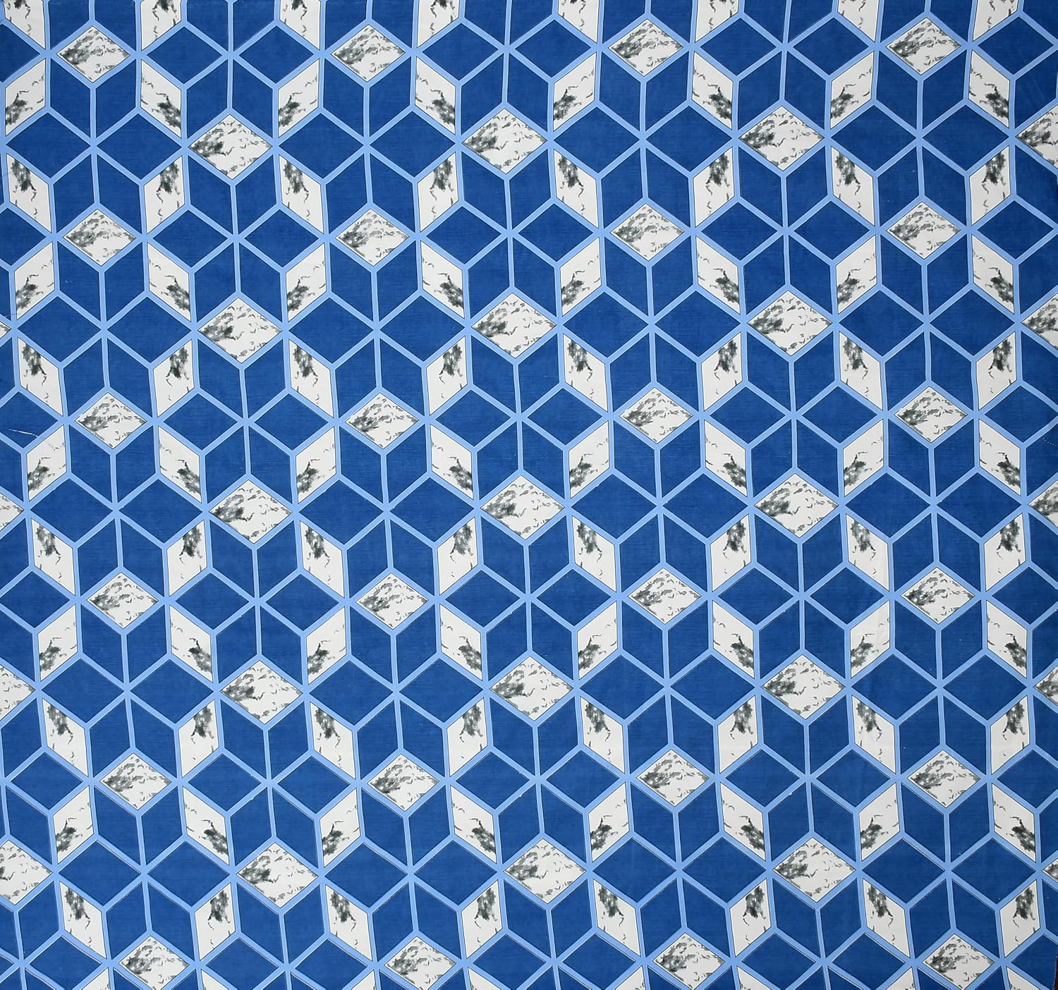 Double Bedsheet With 2 Pillow Covers Size 72 X 72 X 10 Inches, Blue & White | Cotton Feel All Around Elastic Fitted - Queen Size Bedsheets, Super Soft