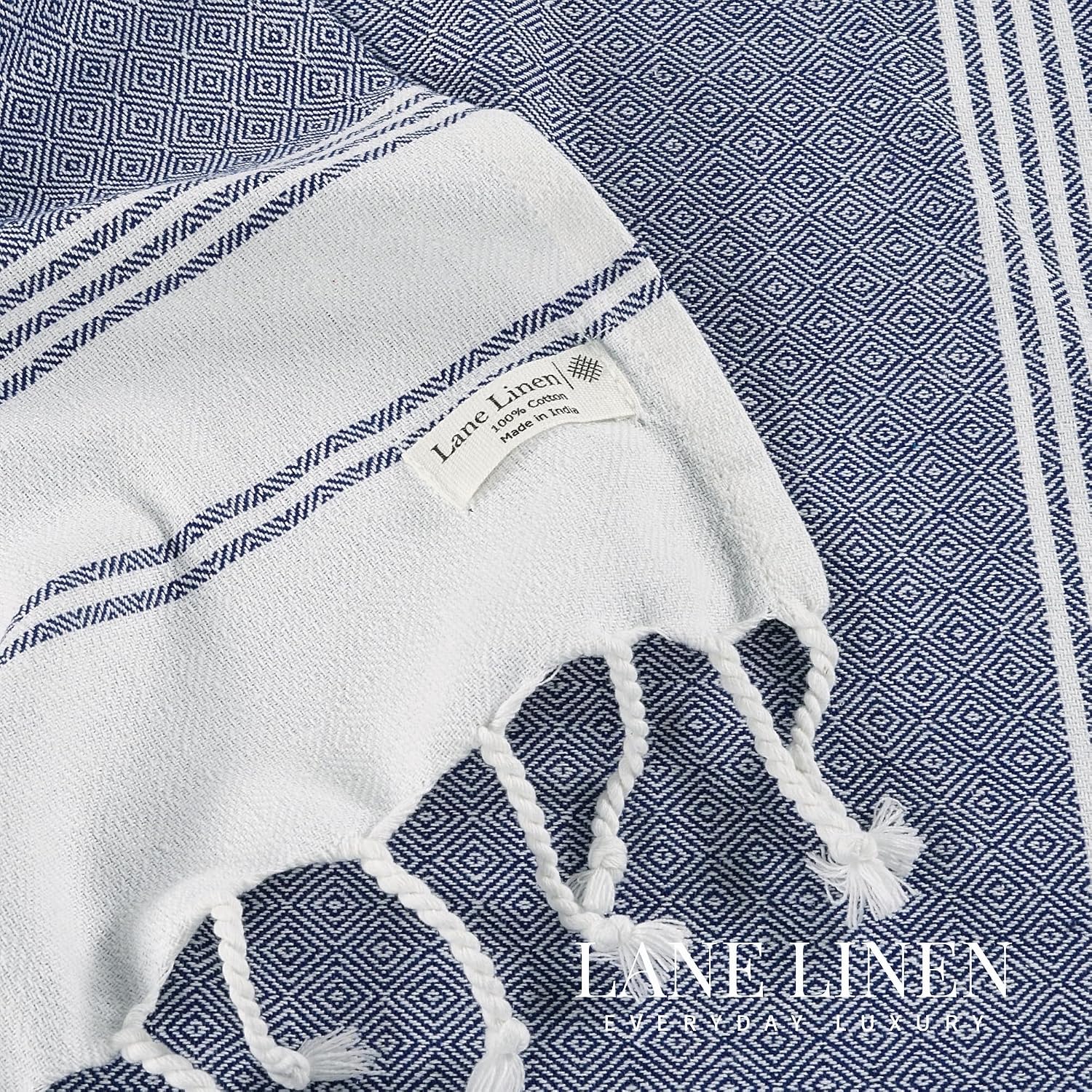 Lane Linen Beach Towel 699 Gsm | Oversized, Pre-Washed Large Beach Towels, Sandless Beach Towel, Quick Dry Travel Towel - Navy Blazer (2 Pack)