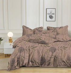 Printed Queen Size Double Bed Bedsheet With 2 Pillow Cover | 60 X 78 Inches, Beige & Black - Breathable, Stain & Wrinkle Resistant | All Around Elastic Fitted Bedsheet